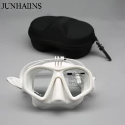 Wet Low Volume Diving Mask Tempered Glass Freedive Mask J-type Diving Mask Snorkel Set with Camera Mount Black