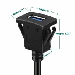 USB 3.0 Panel Flush Mount Extension Cable with Buckle for Car Truck Boat Motorcycle Dashboard 1M