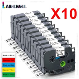 Labelwell 5/10PK 231 12mm Laminated Label Tape Compatible for Brother 231 221 131 531 631 for Brother P-Touch PTH110 Label Maker