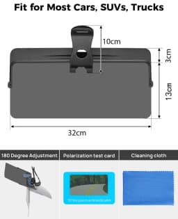 Sun Visor for SUVs Trucks Car Polarized Sunshade Anti-Dazzle Anti-UV Rotatable Adjustable Sunvisor Clear Vision Car Accessories