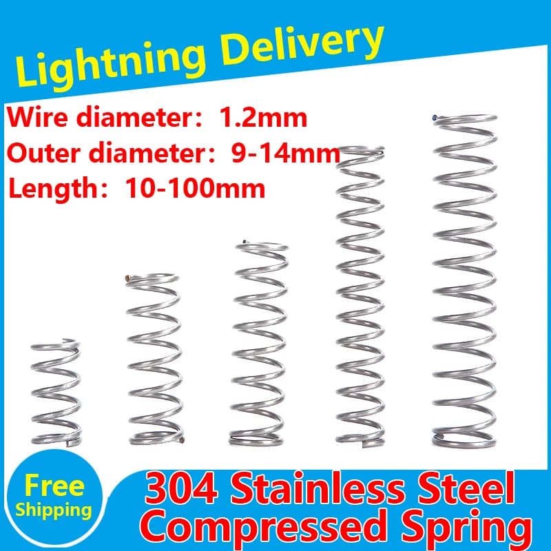 Stainless Steel Compression Spring Wire Diameter 1.2mm Y-type Rotor Return Spring 304 SUS Compressed Spring  10PCS