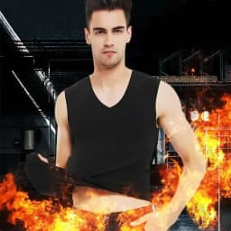 Men Winter Thermal Underwear Tops Body Sleeveless Vest Invisible Thermo Warmer