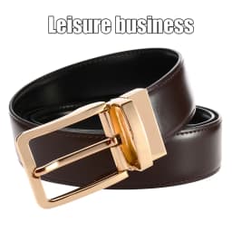 VATLTY New Men's Leather Belt Alloy Pin Buckle Gold Belt Natural Cowhide 130cm Silver Belt Trousers Reversible Girdles for Male