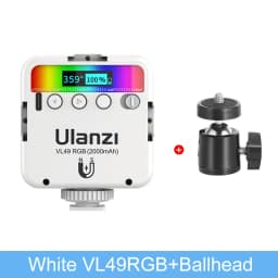 Ulanzi VL49 Full Color RGB LED Video Light 2500K-9000K 800LUX Magnetic Mini Fill 3 Cold Shoe 2000mAh Type-C Camera Light