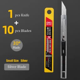 Deli Retractable Utility Knife Stainless 30 Degree Blade Paper Box Cutter Self-Locking Function Safety Cutting Art Tool Supplies