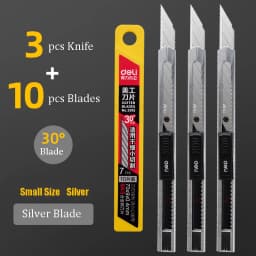 Deli Retractable Utility Knife Stainless 30 Degree Blade Paper Box Cutter Self-Locking Function Safety Cutting Art Tool Supplies
