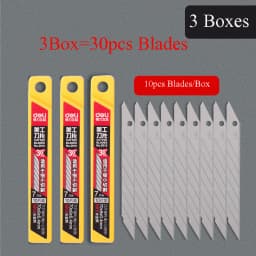 Deli Retractable Utility Knife Stainless 30 Degree Blade Paper Box Cutter Self-Locking Function Safety Cutting Art Tool Supplies