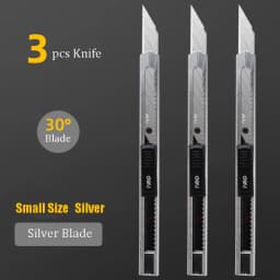 Deli Retractable Utility Knife Stainless 30 Degree Blade Paper Box Cutter Self-Locking Function Safety Cutting Art Tool Supplies