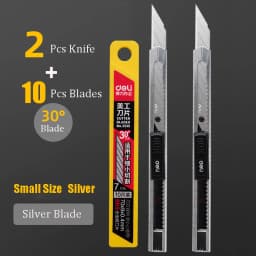 Deli Retractable Utility Knife Stainless 30 Degree Blade Paper Box Cutter Self-Locking Function Safety Cutting Art Tool Supplies