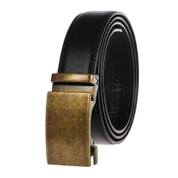 VATLTY 3.5cm Leather Belt for Men Alloy Automatic Buckle Trouser Belt Natural Cowhide Non-porous 130cm Brown Belt Male Gifts