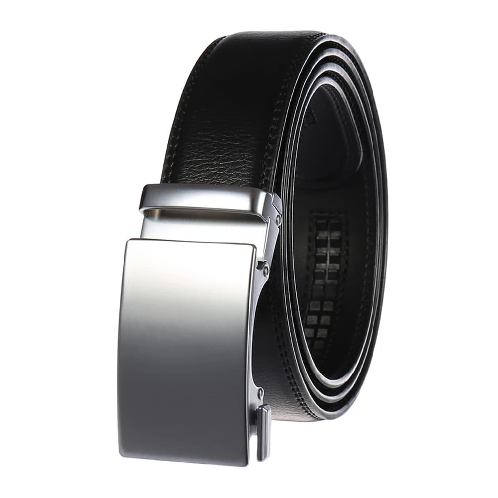 VATLTY 3.5cm Leather Belt for Men Alloy Automatic Buckle Trouser Belt Natural Cowhide Non-porous 130cm Brown Belt Male Gifts