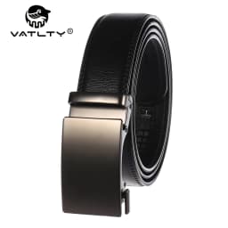 VATLTY 3.5cm Leather Belt for Men Alloy Automatic Buckle Trouser Belt Natural Cowhide Non-porous 130cm Brown Belt Male Gifts