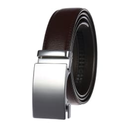 VATLTY 3.5cm Leather Belt for Men Alloy Automatic Buckle Trouser Belt Natural Cowhide Non-porous 130cm Brown Belt Male Gifts