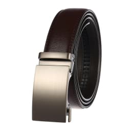 VATLTY 3.5cm Leather Belt for Men Alloy Automatic Buckle Trouser Belt Natural Cowhide Non-porous 130cm Brown Belt Male Gifts