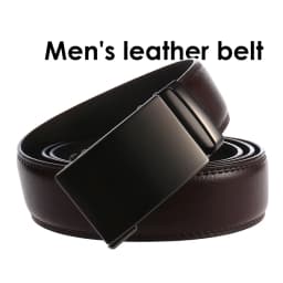 VATLTY 3.5cm Leather Belt for Men Alloy Automatic Buckle Trouser Belt Natural Cowhide Non-porous 130cm Brown Belt Male Gifts