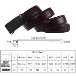 VATLTY 3.5cm Leather Belt for Men Alloy Automatic Buckle Trouser Belt Natural Cowhide Non-porous 130cm Brown Belt Male Gifts