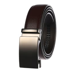 VATLTY 3.5cm Leather Belt for Men Alloy Automatic Buckle Trouser Belt Natural Cowhide Non-porous 130cm Brown Belt Male Gifts
