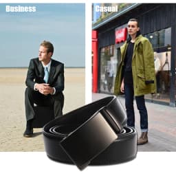 VATLTY 3.5cm Leather Belt for Men Alloy Automatic Buckle Trouser Belt Natural Cowhide Non-porous 130cm Brown Belt Male Gifts