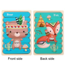 Baby Wooden Montessori Puzzle Child Game Wooden Puzzle 3D Cartoon Animal Puzzle Babies Toys Puzzles For Kids 1 2 3 Year Old