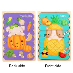 Baby Wooden Montessori Puzzle Child Game Wooden Puzzle 3D Cartoon Animal Puzzle Babies Toys Puzzles For Kids 1 2 3 Year Old