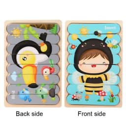 Baby Wooden Montessori Puzzle Child Game Wooden Puzzle 3D Cartoon Animal Puzzle Babies Toys Puzzles For Kids 1 2 3 Year Old