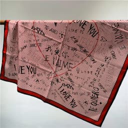 90cm Manual Hand Rolled Twill Silk Scarf Women LOVE YOU Print Curled Square Scarves Wraps Echarpe Foulards Femme Bandana Hijab