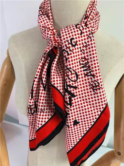 90cm Manual Hand Rolled Twill Silk Scarf Women LOVE YOU Print Curled Square Scarves Wraps Echarpe Foulards Femme Bandana Hijab