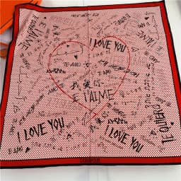 90cm Manual Hand Rolled Twill Silk Scarf Women LOVE YOU Print Curled Square Scarves Wraps Echarpe Foulards Femme Bandana Hijab