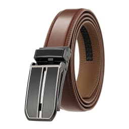 VATLTY Official Genuine Men's Leather Belt Natural Cowhide 3cm Thin Belt Alloy Automatic Buckle Trouser Belt 130cm Brown Girdles