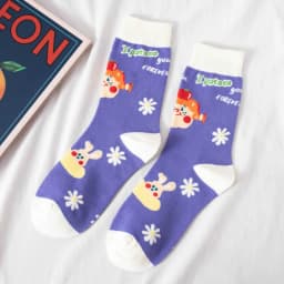 Streetwear Spring Autumn Cartoon Grid Woman Socks Cotton Kawaii and Funny Socks Women 12601