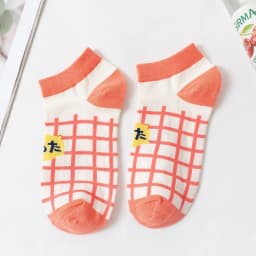 Streetwear Spring Autumn Cartoon Grid Woman Socks Cotton Kawaii and Funny Socks Women 12601