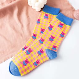 Streetwear Spring Autumn Cartoon Grid Woman Socks Cotton Kawaii and Funny Socks Women 12601