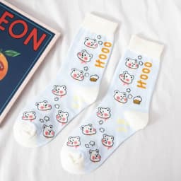 Streetwear Spring Autumn Cartoon Grid Woman Socks Cotton Kawaii and Funny Socks Women 12601
