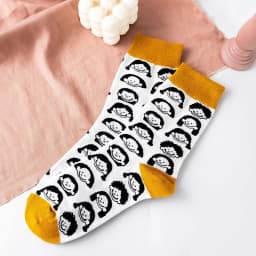Streetwear Spring Autumn Cartoon Grid Woman Socks Cotton Kawaii and Funny Socks Women 12601