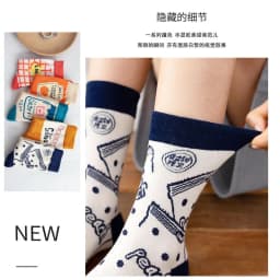 Streetwear Spring Autumn Cartoon Grid Woman Socks Cotton Kawaii and Funny Socks Women 12601