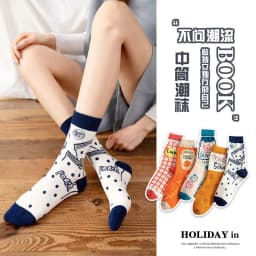 Streetwear Spring Autumn Cartoon Grid Woman Socks Cotton Kawaii and Funny Socks Women 12601