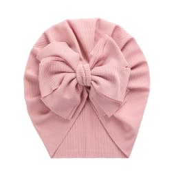 Solid Ribbed Bunny Knot Turban Hats for Baby Boys Girls Beanies Striped Thin Elastic Caps Bonnet Newborn Toddler 0-4T Headwraps