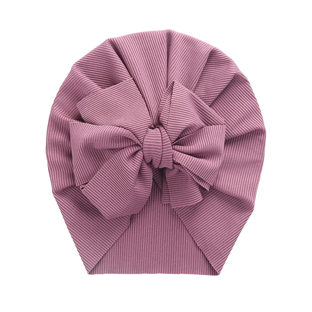 Solid Ribbed Bunny Knot Turban Hats for Baby Boys Girls Beanies Striped Thin Elastic Caps Bonnet Newborn Toddler 0-4T Headwraps