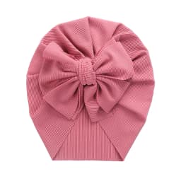 Solid Ribbed Bunny Knot Turban Hats for Baby Boys Girls Beanies Striped Thin Elastic Caps Bonnet Newborn Toddler 0-4T Headwraps
