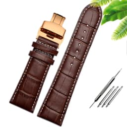 23mm 24mm 26mm 28mm big width Black brownButterfly clasp Mens Alligator Genuine Leather Watch Strap Band bracelets free shipping