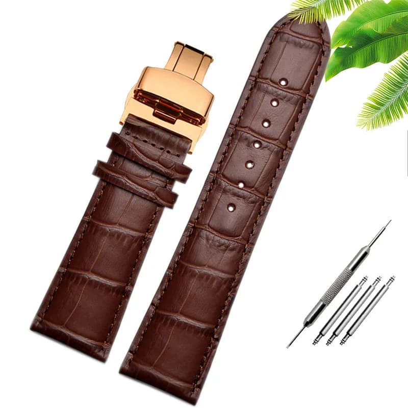 23mm 24mm 26mm 28mm big width Black brownButterfly clasp Mens Alligator Genuine Leather Watch Strap Band bracelets free shipping