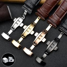 23mm 24mm 26mm 28mm big width Black brownButterfly clasp Mens Alligator Genuine Leather Watch Strap Band bracelets free shipping