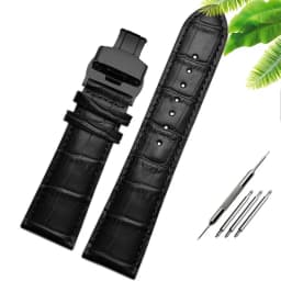 23mm 24mm 26mm 28mm big width Black brownButterfly clasp Mens Alligator Genuine Leather Watch Strap Band bracelets free shipping