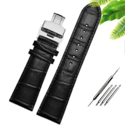 23mm 24mm 26mm 28mm big width Black brownButterfly clasp Mens Alligator Genuine Leather Watch Strap Band bracelets free shipping