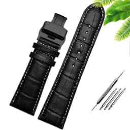 23mm 24mm 26mm 28mm big width Black brownButterfly clasp Mens Alligator Genuine Leather Watch Strap Band bracelets free shipping