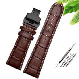 23mm 24mm 26mm 28mm big width Black brownButterfly clasp Mens Alligator Genuine Leather Watch Strap Band bracelets free shipping