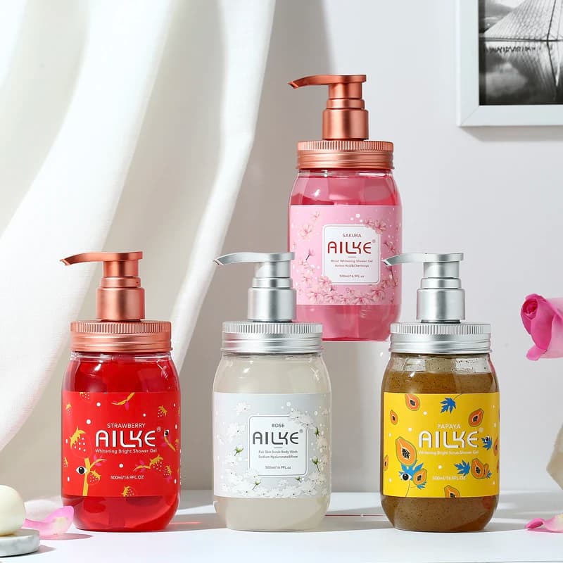 AILKE Whitening Shower Gel, Brightening Skin Body Wash, Exfoliating, Oil Control, Suitable for Women Men