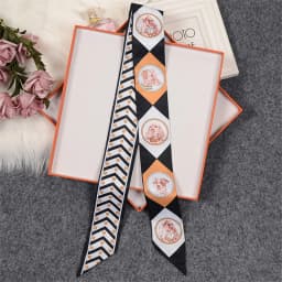 Retro Bag Scarf Women Luxury Small Silk Scarf 2021 Handbag Ribbon Brand Fashion Hair band Head Scarf Long Skinny Scarf Wholesale