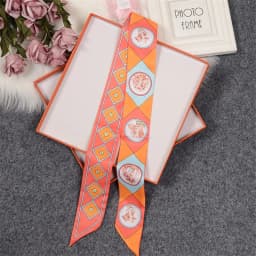 Retro Bag Scarf Women Luxury Small Silk Scarf 2021 Handbag Ribbon Brand Fashion Hair band Head Scarf Long Skinny Scarf Wholesale