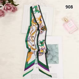 Retro Bag Scarf Women Luxury Small Silk Scarf 2021 Handbag Ribbon Brand Fashion Hair band Head Scarf Long Skinny Scarf Wholesale